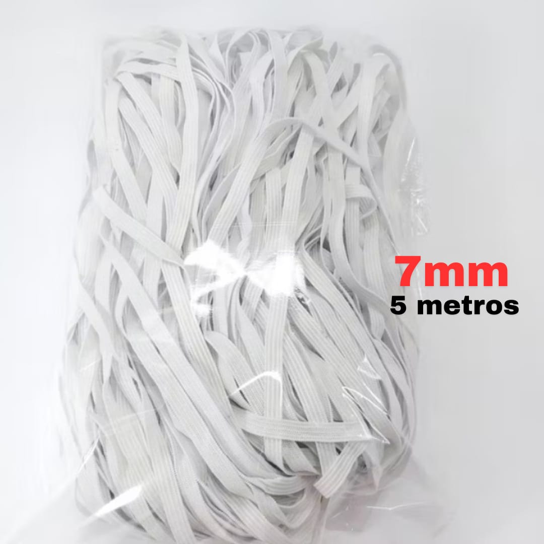 ELÁSTICO BRANCO 7mm PREMIUM TOP DE LINHA com 5 METROS
