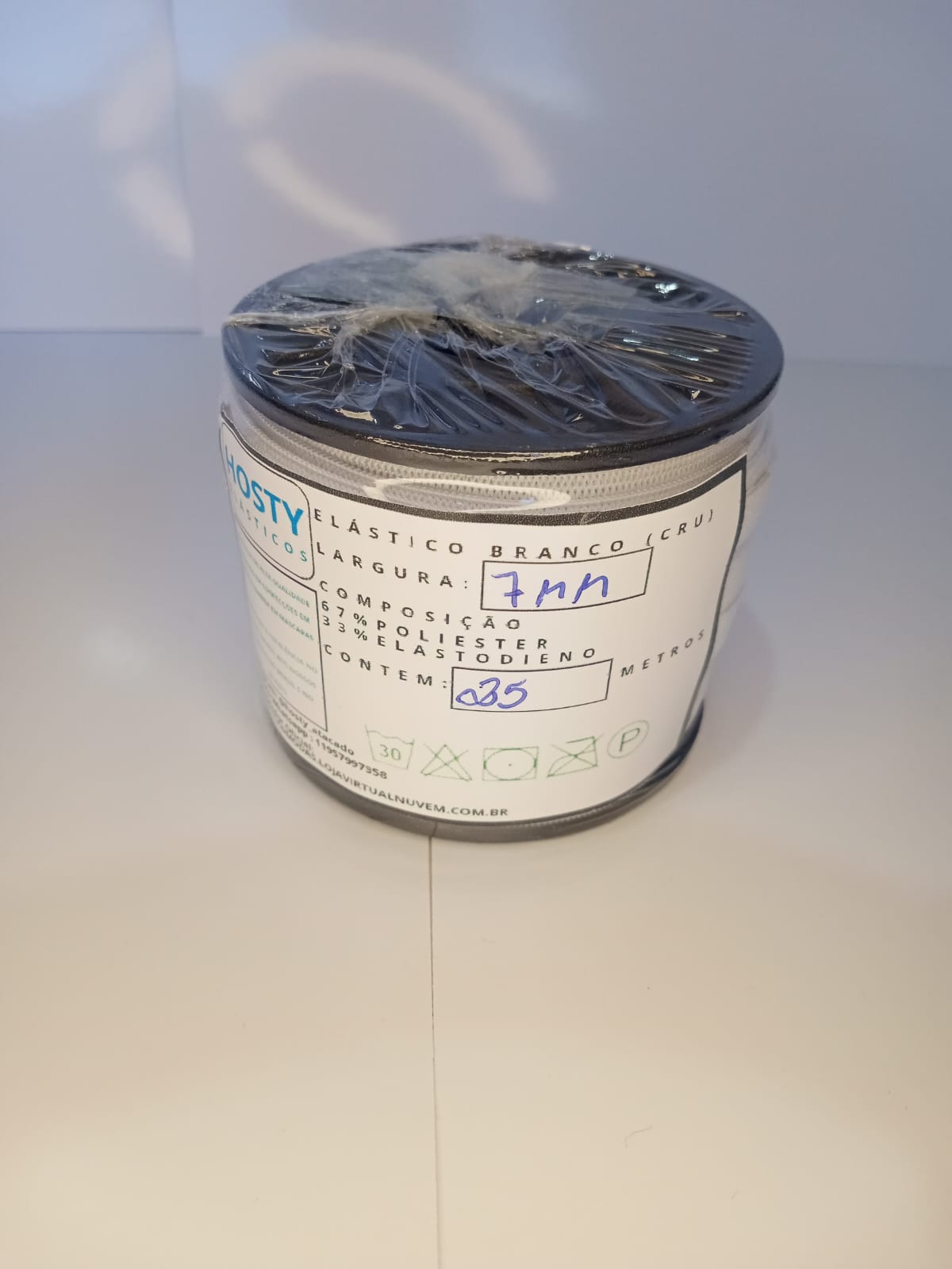 ELÁSTICO BRANCO 7mm PREMIUM TOP DE LINHA com 25 METROS